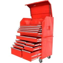 Husky 42 In. 12-Drawer 24.5 In. Deep Tool Chest/Rolling Cab Set Gross Red -Husky Tools Shop gloss red husky tool chest combos hotc4212b21s fa 1000