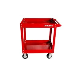 Husky 27 In Wide 18.3 In. Deep 2 Tier Cart, Gloss Red -Husky Tools Shop gloss red husky utility carts houc27a2b21 4f 1000