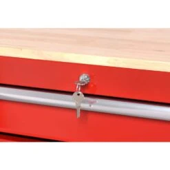 Husky Tool Storage 52 In. W X 25 In. D 10-Drawer Standard Duty Gloss Red Mobile Workbench Tool Chest -Husky Tools Shop gloss red with silver trim husky mobile workbenches h52mwc10red 1f 1000