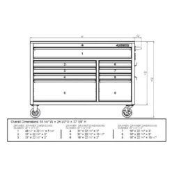 Husky 52 In. W X 24.5 In. D 9-Drawer Standard Duty Mobile Workbench Tool Chest With Solid Work Top And Pegboard In Gloss Red -Husky Tools Shop gloss red with silver trim husky mobile workbenches hotc5209b23m 40 1000