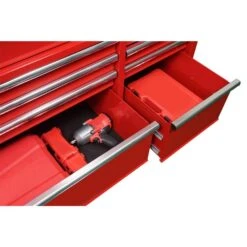 Husky 52 In. W X 24.5 In. D 9-Drawer Standard Duty Mobile Workbench Tool Chest With Solid Work Top And Pegboard In Gloss Red -Husky Tools Shop gloss red with silver trim husky mobile workbenches hotc5209b23m a0 1000