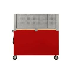Husky 52 In. W X 24.5 In. D 9-Drawer Standard Duty Mobile Workbench Tool Chest With Solid Work Top And Pegboard In Gloss Red -Husky Tools Shop gloss red with silver trim husky mobile workbenches hotc5209b23m c3 1000