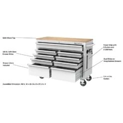 Husky Tool Storage 46 In. W X 18 In. D 9-Drawer Gloss White Mobile Workbench Cabinet -Husky Tools Shop gloss white husky mobile workbenches h46x18mwc9wht a0 1000