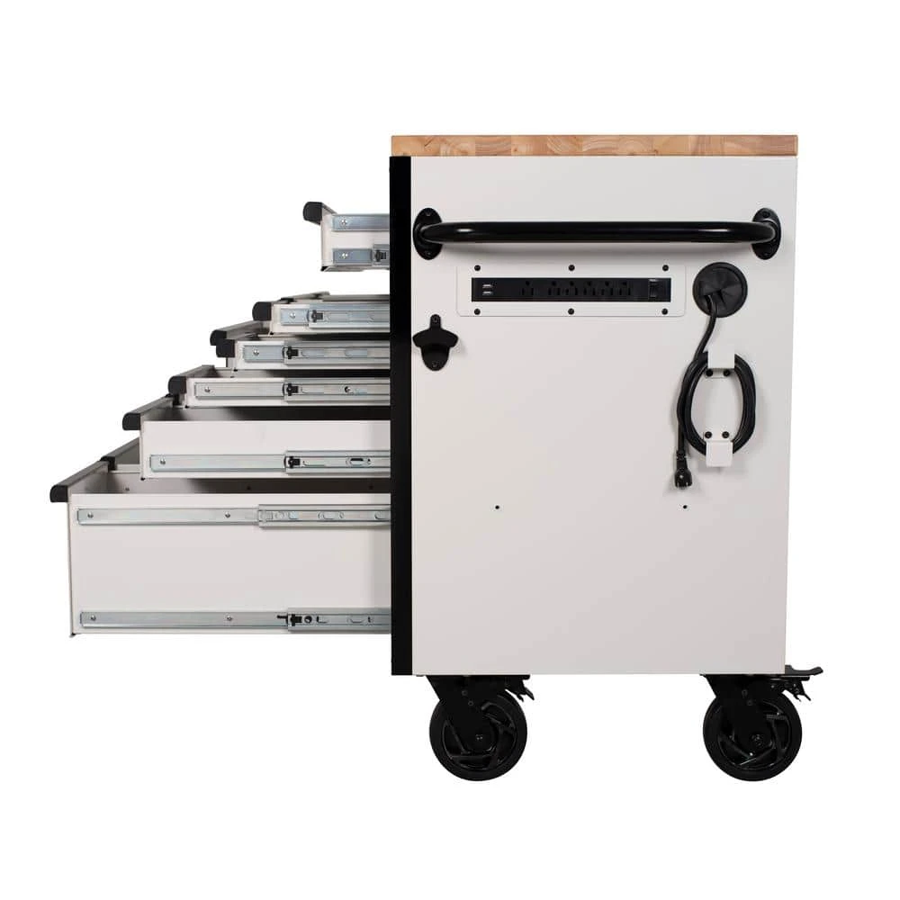 Husky Tool Storage 61 In. W X 23 In. D Heavy Duty White Mobile Workbench Tool Chest 7 Husky Tool Storage 61 In. W X 23 In. D Heavy Duty White Mobile Workbench Tool Chest - Image 5