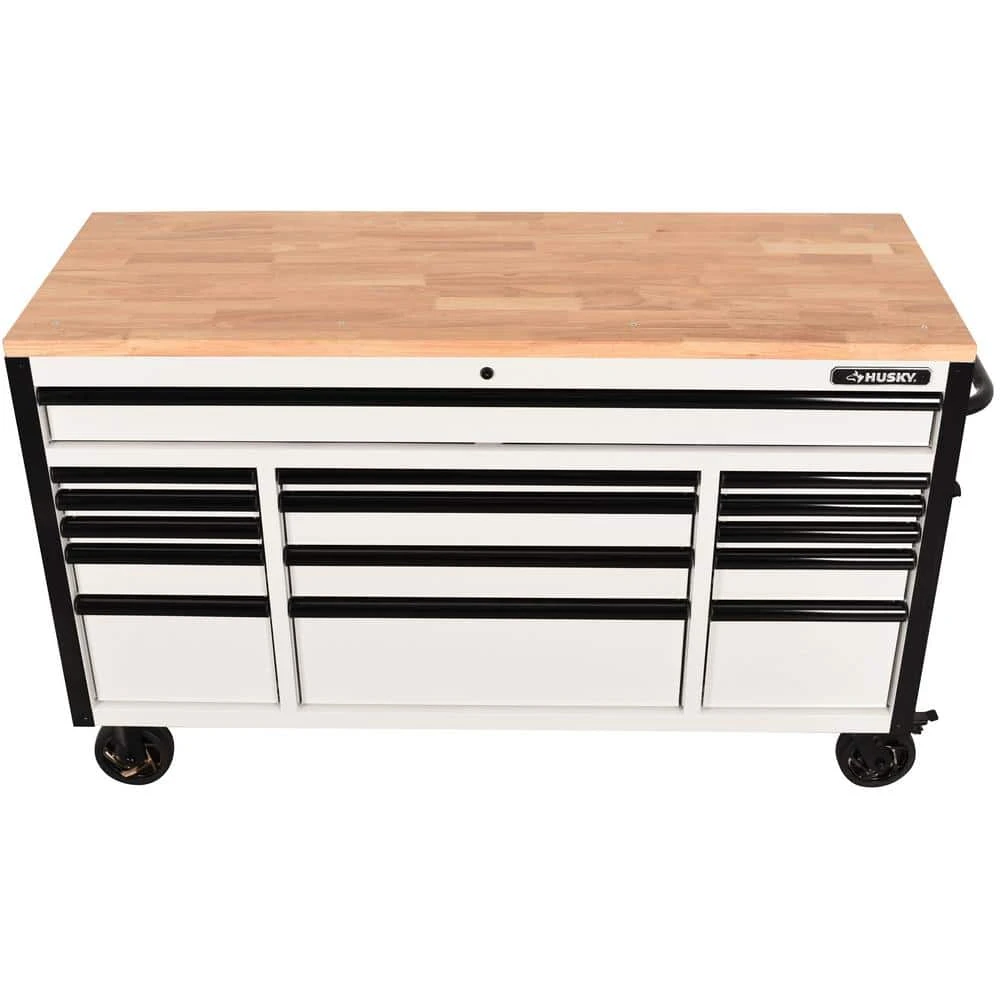 Husky Tool Storage 61 In. W X 23 In. D Heavy Duty White Mobile Workbench Tool Chest 9 Husky Tool Storage 61 In. W X 23 In. D Heavy Duty White Mobile Workbench Tool Chest - Image 7