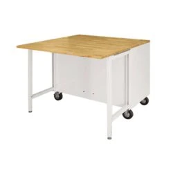 Husky Tool Storage 46 In. W X 51 In. D Standard Duty Gloss White Mobile Workbench Cabinet With Solid Wood Top -Husky Tools Shop gloss white with silver trim husky mobile workbenches hotc4609bj5m 77 1000