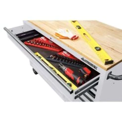 Husky 52 In. W X 24.5 In. D 9-Drawer Standard Duty Mobile Workbench Tool Chest With Solid Work Top And Pegboard In Gloss White -Husky Tools Shop gloss white with silver trim husky mobile workbenches hotc5209bj2m 31 1000