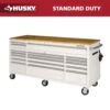 Husky Tool Storage 72 In. W Standard Duty Gloss White Mobile Workbench Tool Chest -Husky Tools Shop gloss white with silver trim husky mobile workbenches hotc7218bj1m 64 1000