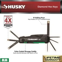 Husky Folding Diamond Metric Hex Key Set (8-Piece) -Husky Tools Shop hex key sets hfdhkm8pc 40 1000