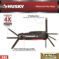 Husky Folding Diamond SAE Hex Key Set (8-Piece) -Husky Tools Shop hex key sets hfdhks8pc 40 1000