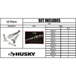 Husky 72-Tooth Reversible SAE Ratcheting Wrench Set (12-Piece) -Husky Tools Shop husky adjustable wrenches hrrw12pcsae d4 1000