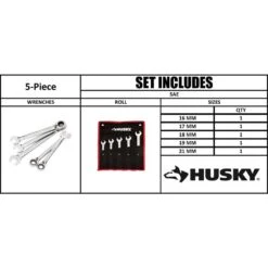 Husky 72-Tooth Large Reversible Metric Ratcheting Wrench Set (5-Piece) -Husky Tools Shop husky adjustable wrenches hrrw5pcmmlg d4 1000