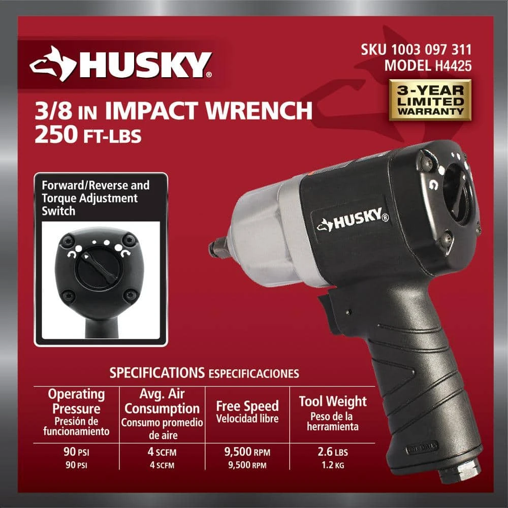 Husky 250 Ft./lbs. 3/8 In. Impact Wrench 7 Husky 250 Ft./lbs. 3/8 In. Impact Wrench - Image 5