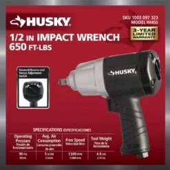 Husky 650 Ft./lbs. 1/2 In. Impact Wrench 11 Husky 650 Ft./lbs. 1/2 In. Impact Wrench -Husky Tools Shop husky air impact wrenches h4455 a0 1000