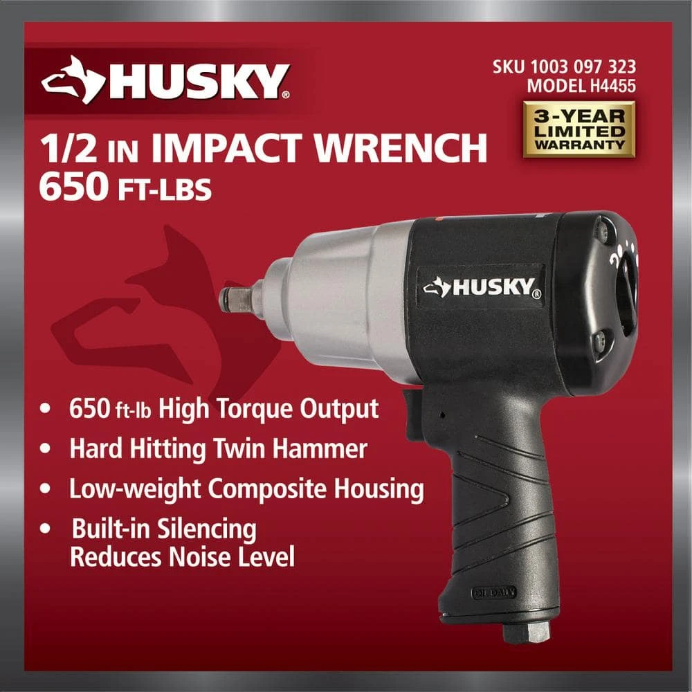 Husky 650 Ft./lbs. 1/2 In. Impact Wrench 4 Husky 650 Ft./lbs. 1/2 In. Impact Wrench - Image 2