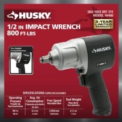 Husky 800 Ft./lbs. 1/2 In. Impact Wrench 13 Husky 800 Ft./lbs. 1/2 In. Impact Wrench -Husky Tools Shop husky air impact wrenches h4480 1d 1000