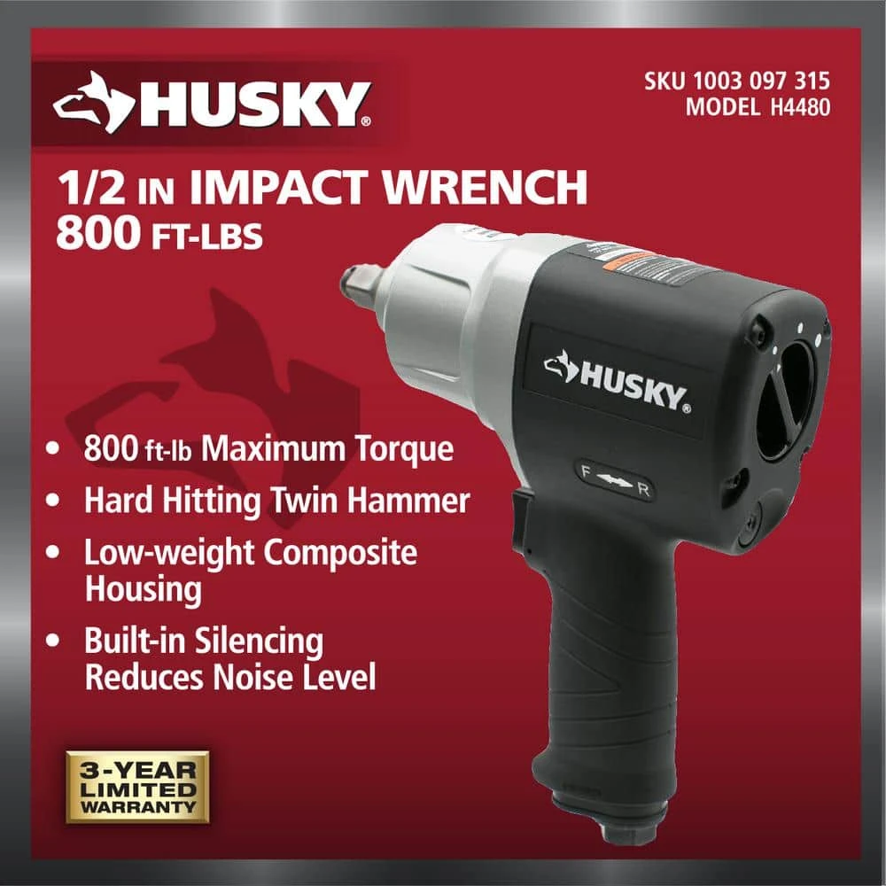 Husky 800 Ft./lbs. 1/2 In. Impact Wrench 4 Husky 800 Ft./lbs. 1/2 In. Impact Wrench - Image 2