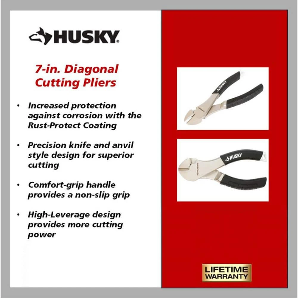 Husky 7 In. Diagonal Pliers Cutting Pliers 5 Husky 7 In. Diagonal Pliers Cutting Pliers - Image 3