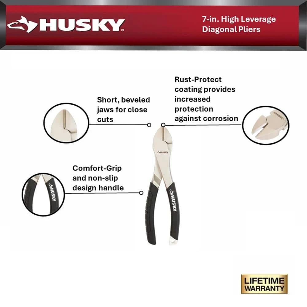 Husky 7 In. Diagonal Pliers Cutting Pliers 4 Husky 7 In. Diagonal Pliers Cutting Pliers - Image 2
