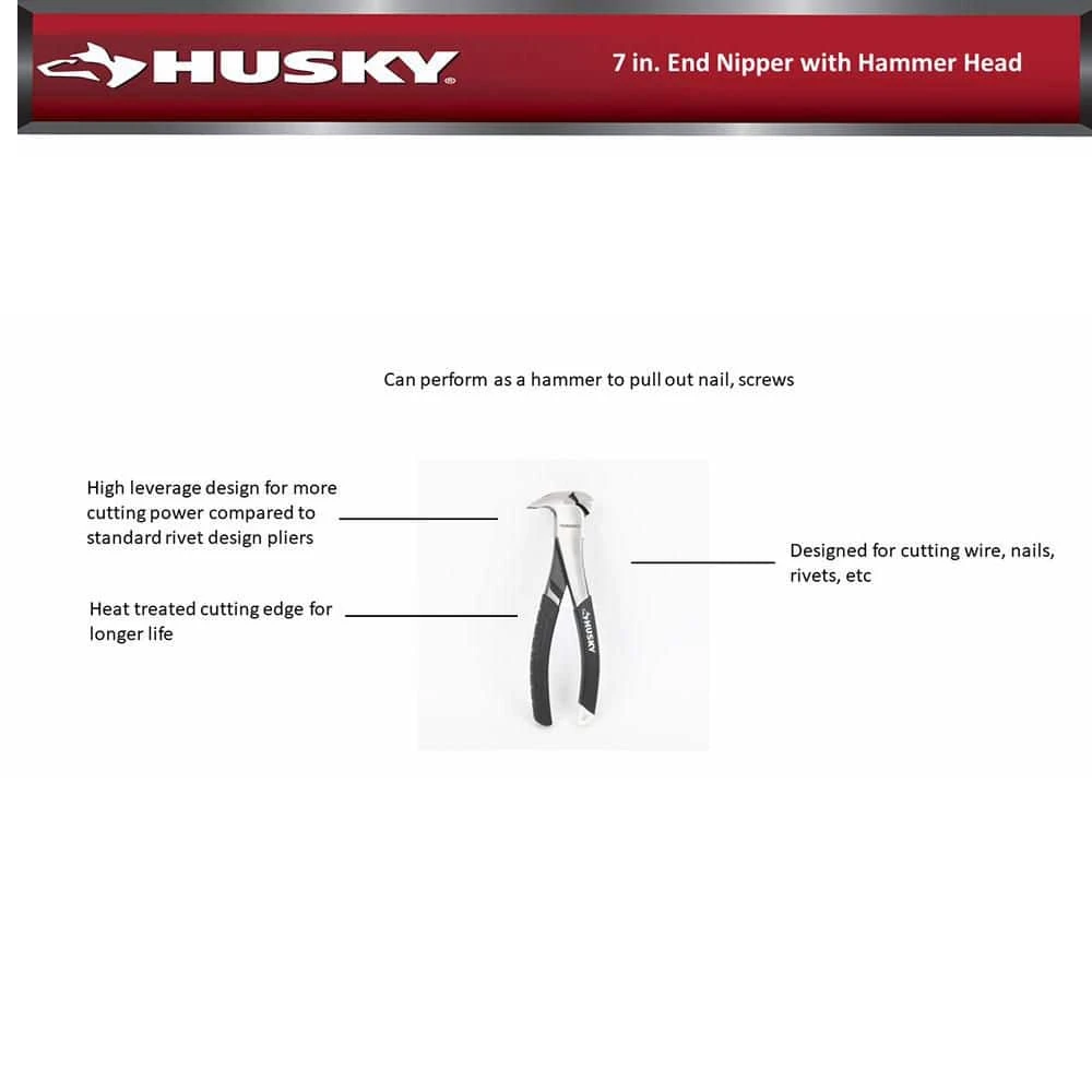 Husky 7 In. End Nipper With Hammer Head 8 Husky 7 In. End Nipper With Hammer Head - Image 6