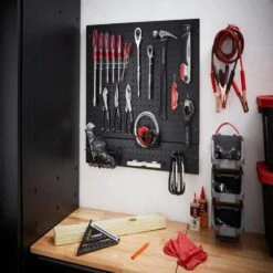 Husky Steel Pegboard Set In Black (28 In. W X 23.5 In H) For Heavy Duty Welded Steel Garage Storage System -Husky Tools Shop husky black husky pegboards hsl0222 40 1000
