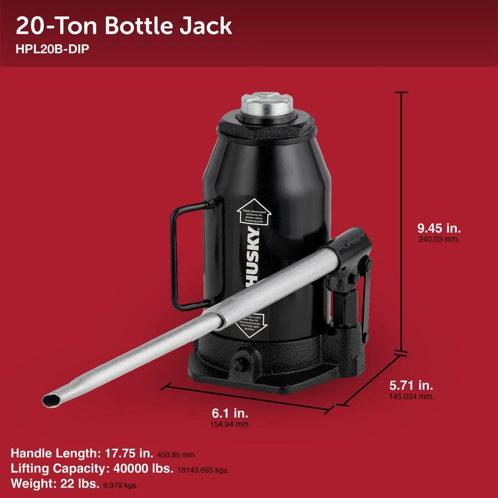 Husky 20-Ton Hydraulic Bottle Car Jack 8 Husky 20-Ton Hydraulic Bottle Car Jack - Image 6
