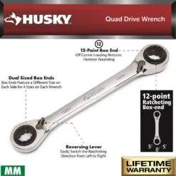 Husky Metric Quad Drive Ratcheting Wrench Set (2-Piece) -Husky Tools Shop husky box wrenches hqrrw2pcmm 40 1000
