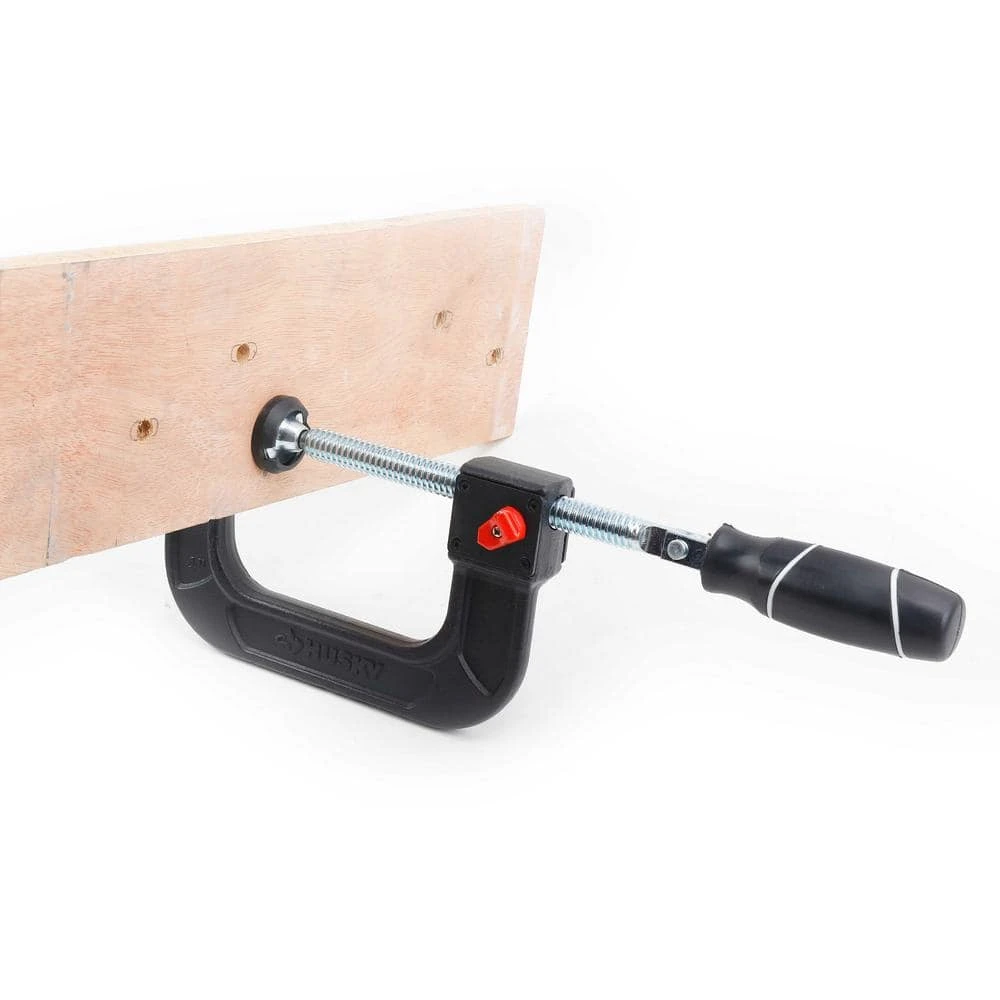 Husky 4 In. Quick Adjustable C-Clamp With Rubber Handle 6 Husky 4 In. Quick Adjustable C-Clamp With Rubber Handle - Image 4