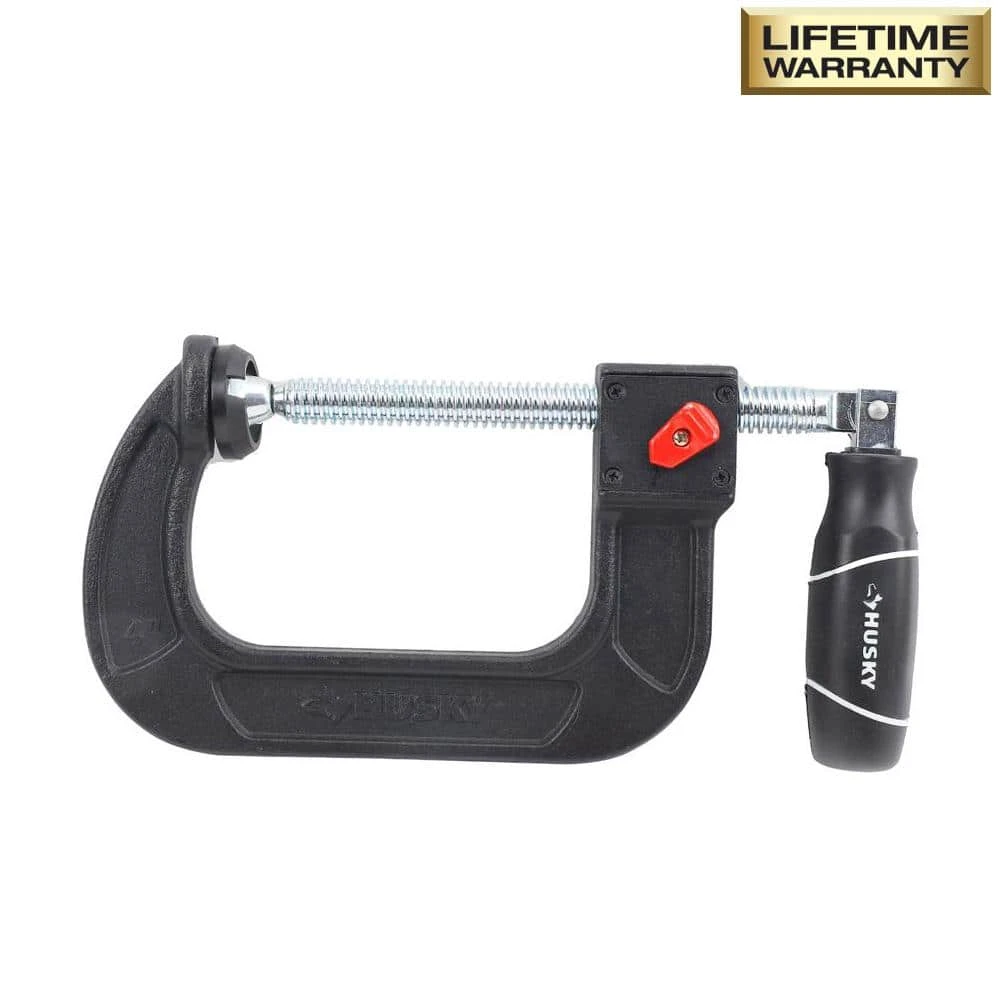 Husky 4 In. Quick Adjustable C-Clamp With Rubber Handle 3 Husky 4 In. Quick Adjustable C-Clamp With Rubber Handle