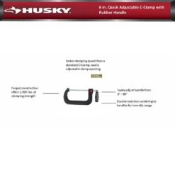 Husky 6 In. Quick Adjustable C-Clamp With Rubber Handle -Husky Tools Shop husky clamps 99683 1f 1000