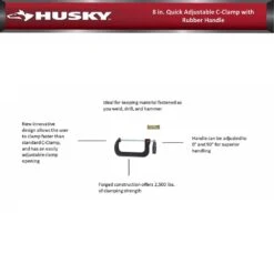 Husky 8 In. Quick Adjustable C-Clamp With Rubber Handle -Husky Tools Shop husky clamps 99684 44 1000
