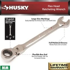 Husky 10 Mm Flex Head Ratcheting Combination Wrench -Husky Tools Shop husky combination wrenches hfrw10mm e1 1000