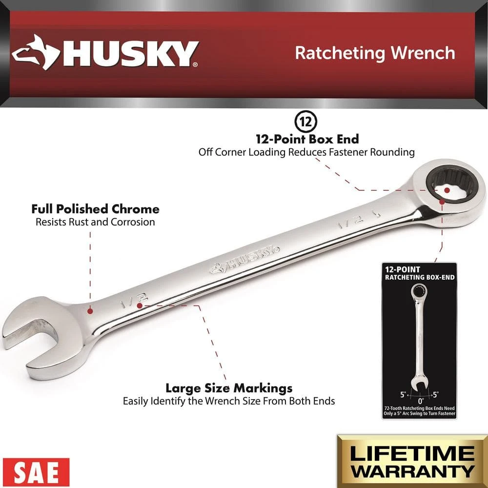 Husky 1-1/16 In. 12-Point Ratcheting Combination Wrench 4 Husky 1-1/16 In. 12-Point Ratcheting Combination Wrench - Image 2