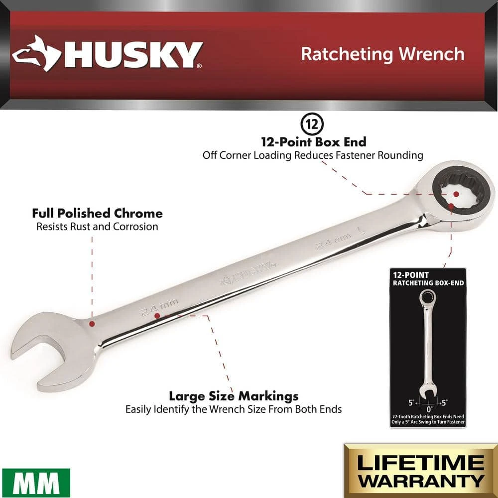 Husky 20 Mm 12-Point Metric Ratcheting Combination Wrench 4 Husky 20 Mm 12-Point Metric Ratcheting Combination Wrench - Image 2