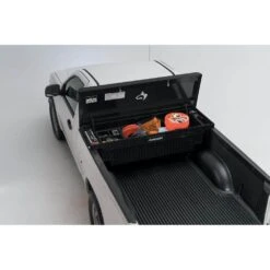 Husky 61.86 In. Matte Black Aluminum Low Profile Mid-Size Crossbed Truck Tool Box -Husky Tools Shop husky crossover truck tool boxes 102102 53 01 77 1000