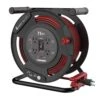 Husky 75 Ft. 12/3 13 Amp Retractable Extension Cord Reel With 4 Grounded Outlets Black -Husky Tools Shop husky extension cord reels em hsk 750n 64 1000