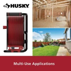 Husky 75 Ft. 12/3 13 Amp Retractable Extension Cord Reel With 4 Grounded Outlets Black -Husky Tools Shop husky extension cord reels em hsk 750n fa 1000