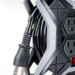 Husky 15 Ft. Extension Cord Reel With 4 Outlets, Black -Husky Tools Shop husky extension cord reels hks0415cr 76 1000