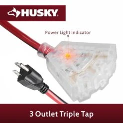 Husky 50 Ft. 14/3 Medium Duty 13-Amps Indoor Extension Cord Reel With Multiple Outlet Triple Tap End, Black -Husky Tools Shop husky extension cord reels lts xp001 1f 1000