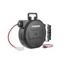 Husky 50 Ft. 14/3 Medium Duty 13-Amps Indoor Extension Cord Reel With Multiple Outlet Triple Tap End, Black -Husky Tools Shop husky extension cord reels lts xp001 40 1000