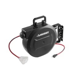 Husky 50 Ft. 14/3 Medium Duty 13-Amps Indoor Extension Cord Reel With Multiple Outlet Triple Tap End, Black -Husky Tools Shop husky extension cord reels lts xp001 66 1000