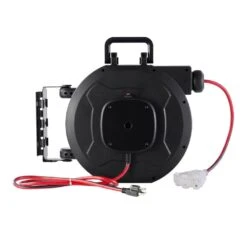 Husky 50 Ft. 14/3 Medium Duty 13-Amps Indoor Extension Cord Reel With Multiple Outlet Triple Tap End, Black -Husky Tools Shop husky extension cord reels lts xp001 77 1000