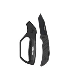 Husky 3 In. Sharpener And Nylon Handle Sporting 3 In. Steel Clip Point Straight Edge Folding Knife Tactical Knife