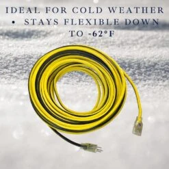 Husky VividFlex 50 Ft. 14/3 Gauge Medium Duty Indoor/Outdoor Extension Cord With Lighted End, Yellow -Husky Tools Shop husky general purpose cords 23050hy fa 1000
