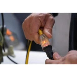 Husky VividFlex 100 Ft. 14/3 Gauge Medium Duty Indoor/Outdoor Extension Cord With Lighted End, Yellow -Husky Tools Shop husky general purpose cords 23100hy 1f 1000