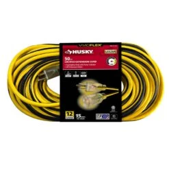 Husky VividFlex 50 Ft. 12/3 Heavy Duty Indoor/Outdoor Extension Cord With Lighted End, Yellow