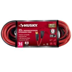 Husky 25 Ft. 14/3 Medium Duty Indoor/Outdoor Extension Cord, Red/Black