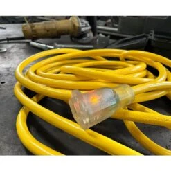 Husky 100 Ft. 14/3 Medium Duty Indoor/Outdoor Extension Cord With Lighted End, Yellow -Husky Tools Shop husky general purpose cords 73100hy 31 1000