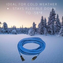 Husky 100 Ft. 16/3 Medium Duty Cold Weather Indoor/Outdoor Extension Cord, Blue -Husky Tools Shop husky general purpose cords 80100hy fa 1000
