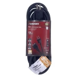 Husky 12 Ft. 16/2 Medium Duty Indoor/Outdoor Extension Cord, Black